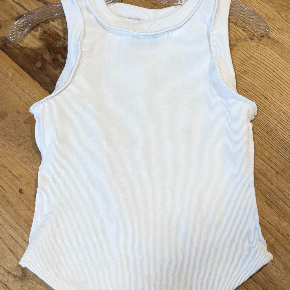Kids White Ribbed Tank Top